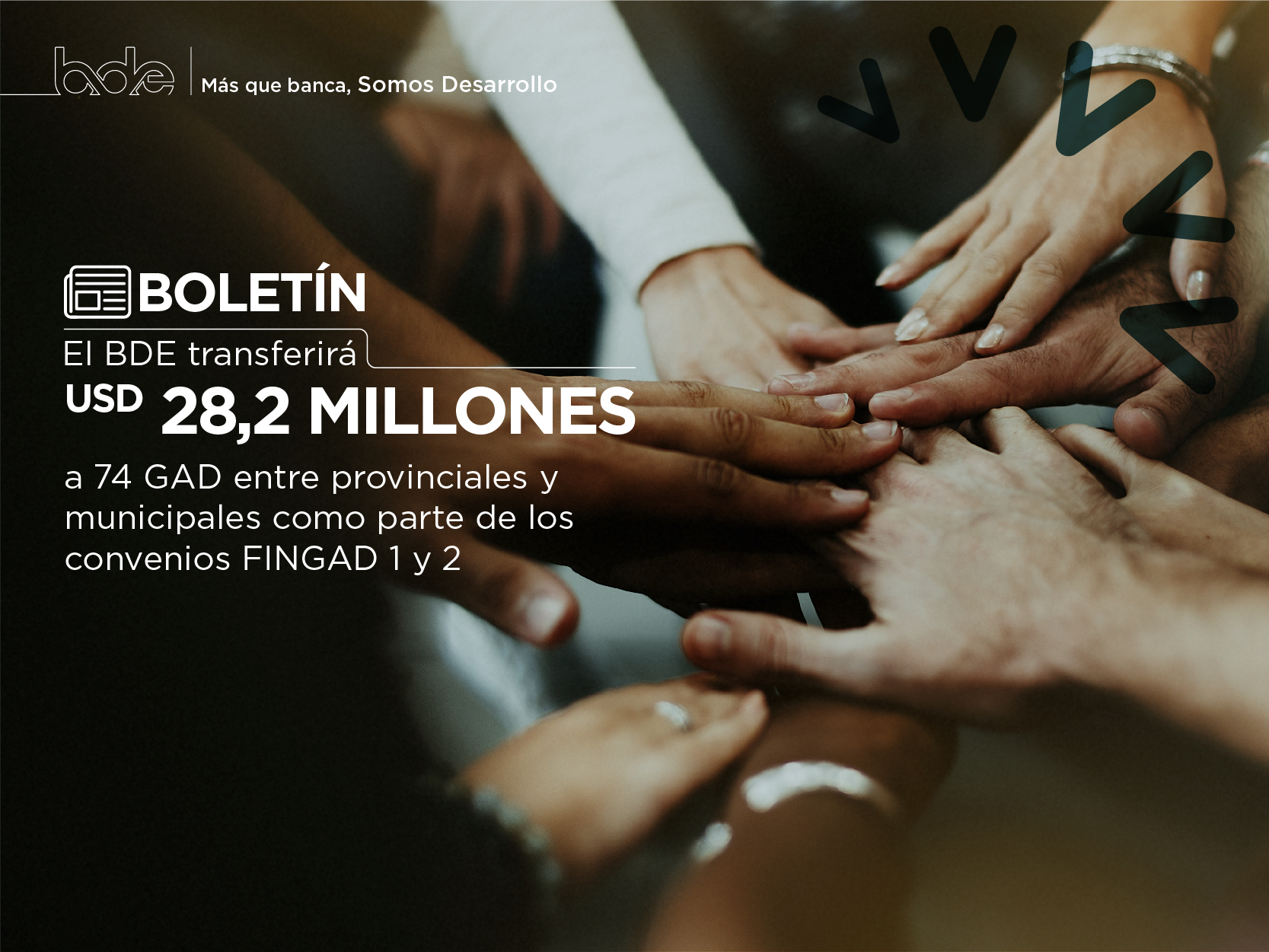 EL BDE TRANSFERIRÁ USD 28, 2 MILLONES A LOS GAD COMO PARTE DE LOS CONVENIOS FINGAD 1 Y 2