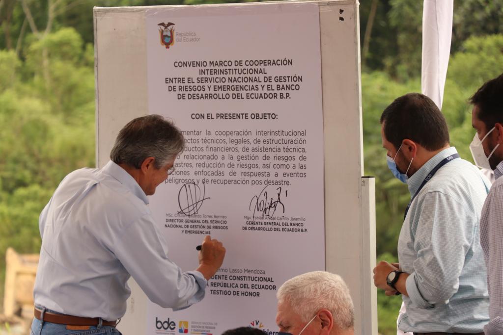 BDE y SNGRE firman convenio para inversión de obras de mitigación y prevención de riesgos