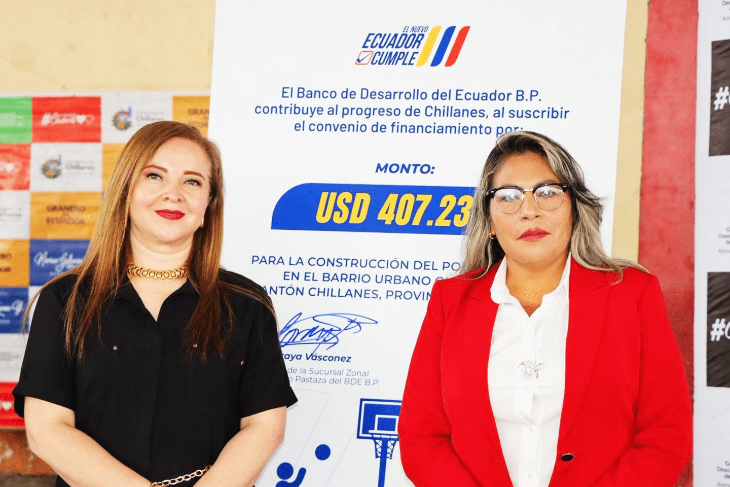 BANCO DE DESARROLLO DEL ECUADOR B.P. FINANCIA LA CONSTRUCCIÓN DE UN POLIDEPORTIVO EN CHILLANES