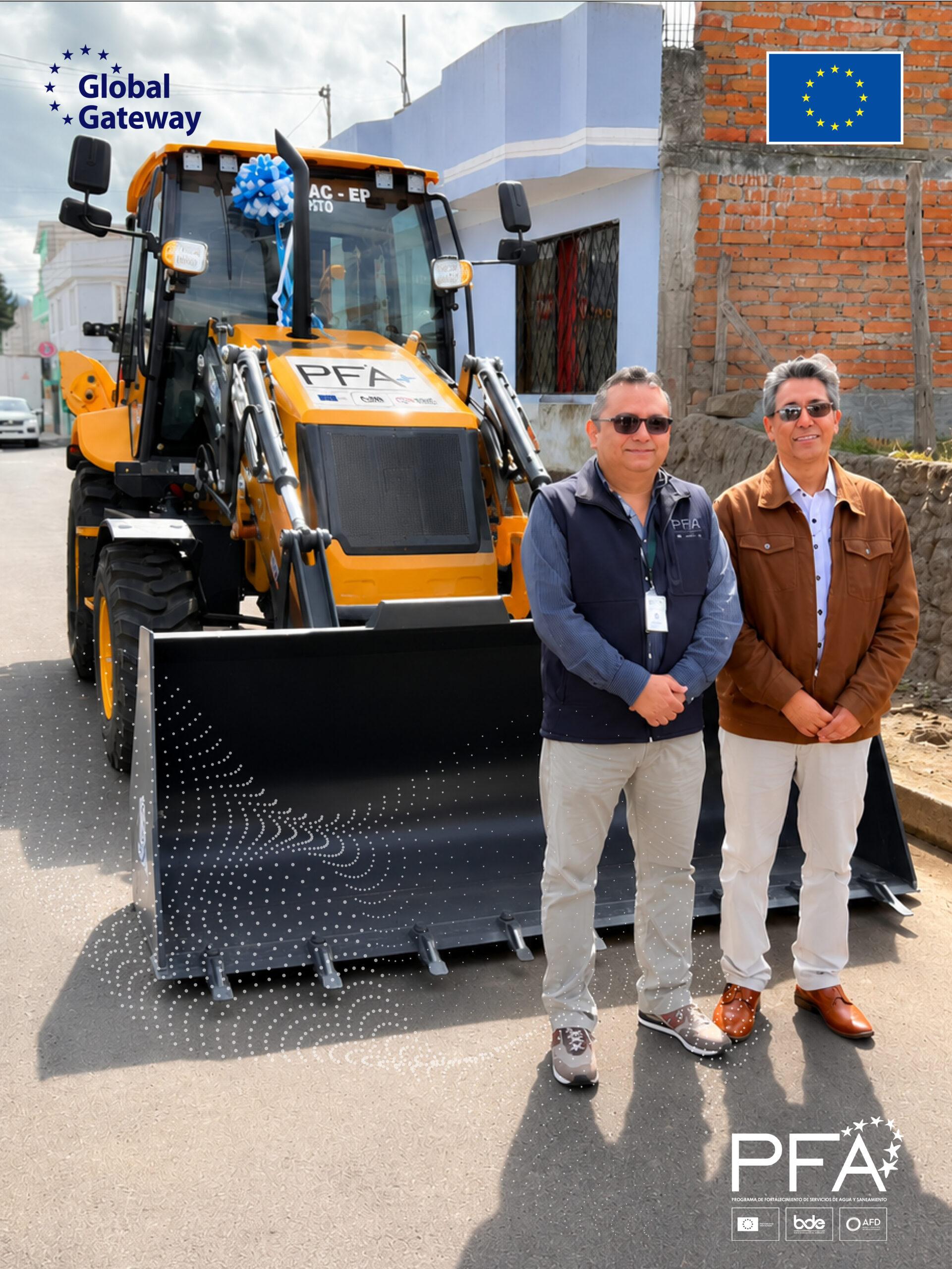Agua para la gente, progreso para Cayambe: La Unión Europea entrega retroexcavadora para fortalecer los servicios básicos